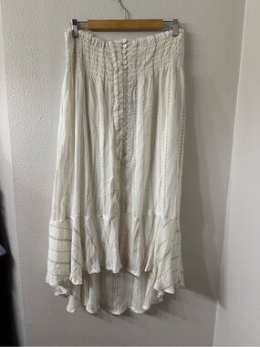 Dotti White Button-Front Swim Cover Up Skirt | Size Large | NWT